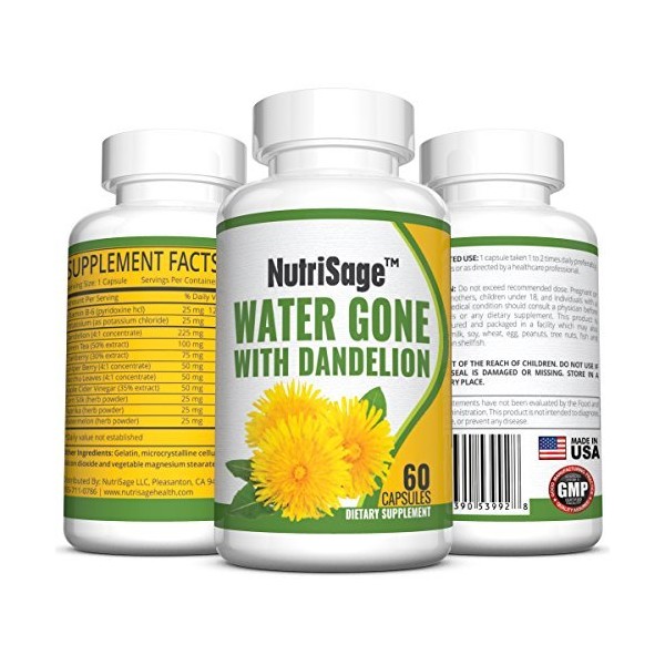 Water Pills for Swollen Legs and Feet - Diuretics for Water Retention in Legs and Feet. Water Retention Pills That are Natural & Safe - Bloating Relief by NutriSage