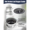 Upgraded Kitchen Sink Drain Strainer and Stopper Set 304 Stainless