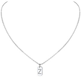 PROSILVER Intial Charm Choker Small Necklace Sterling Silver Tag Chain Danity Neckless