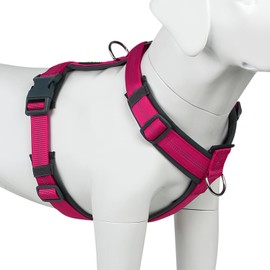Plutus Pet No Pull Dog Harness, Adjustable Nylon Harness with Soft Padding, Reflective and Heavy Duty Dog Harness for Small, Medium, Large Dogs(Hot Pink, S)