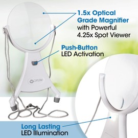 OttLite MG013HF 4-Inch Hands-Free LED Magnifier