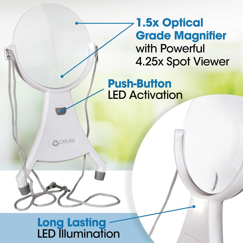 OttLite MG013HF 4-Inch Hands-Free LED Magnifier