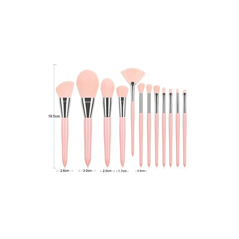 Set profesional de 12 piezas brochas para maquillaje (Coral Pink)