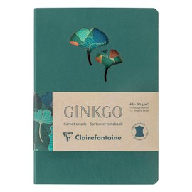 Clairefontaine Ginkgo 115949C Leather Notebook DIN A5 14.8 x 21 cm 72 Sheets Lined 90 g Assorted Colours Pack of 1