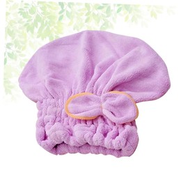 Healvian Bowknot Microfiber Hair Drying Cap Elastic Coral Fleece Shower Hat for Quick Drying Soft and Comfortable Hair Wrap Purple for Bathing and Spa Use