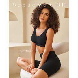 SIMIYA Women's Bra without Underwire Padded Bustier Women's Large Breasts Sleep Bra Push Up Sports Bra Bralette, black