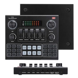 V9 Bluetooth Sound Card, Stereo Audio Mixer, External Sound Mixer, Universal Broadcast Voice Changer, Frosted Sound Card for Computer Games, Mobile Phones, Live Broadcast