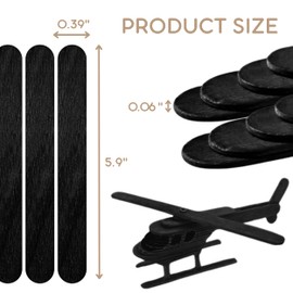 200PCS Black Wood Craft Sticks 6 Inch – 0.4" Width x 6" Length Jumbo Popsicle Sticks for Crafts Black Craft Sticks for DIY Flat Wooden Sticks for Waxing Wide Wax Sticks
