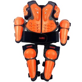 SAXAYWWD Kids Motorcycle Armor Suit Knee Elbow Protectors Chest Back Spine Guard for Snowboarding Off-Road(Color:Orange)