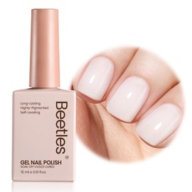 Beetles Milky White Gel Nail Polish - 15ml Neutral Jelly Nude Nail Polish Base Color Nail Concealer Sheer Translucent Effect Soak Off UV LED French Nail Art Salon DIY Manicure Gift for Women 0.5Oz