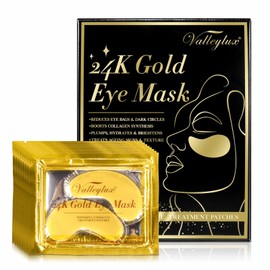 24K Gold-Infused Under Eye Mask, 20 Paar – Kollagen-Gel-Augenmasken – Unisex-Packung mit Pflastern gegen geschwollene Augen, Augenringe, Tränensäcke und Falten