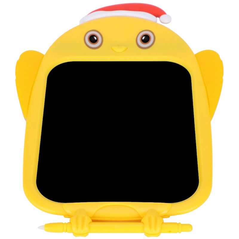 LCD Writing Tablet Christmas Hat Cartoon Owl Shape Children Yellow