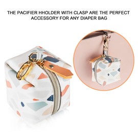 Baby Pacifier Case with Clip, Baby Pacifier Holder Pouch Box for Diaper Bag, Holds 2 Pacifiers for Travel Outdoor Activities, Small Baby Utensils,Colorful Stone