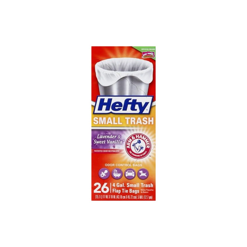 Hefty Small Trash Bags (Odor Control, Lavender Sweet Vanilla, Flap