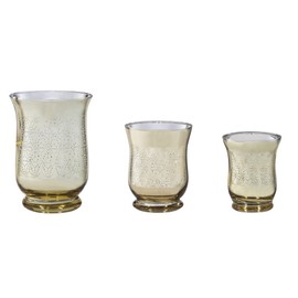 Cypress Home Golden Glass Candle Holder, Set of 3
