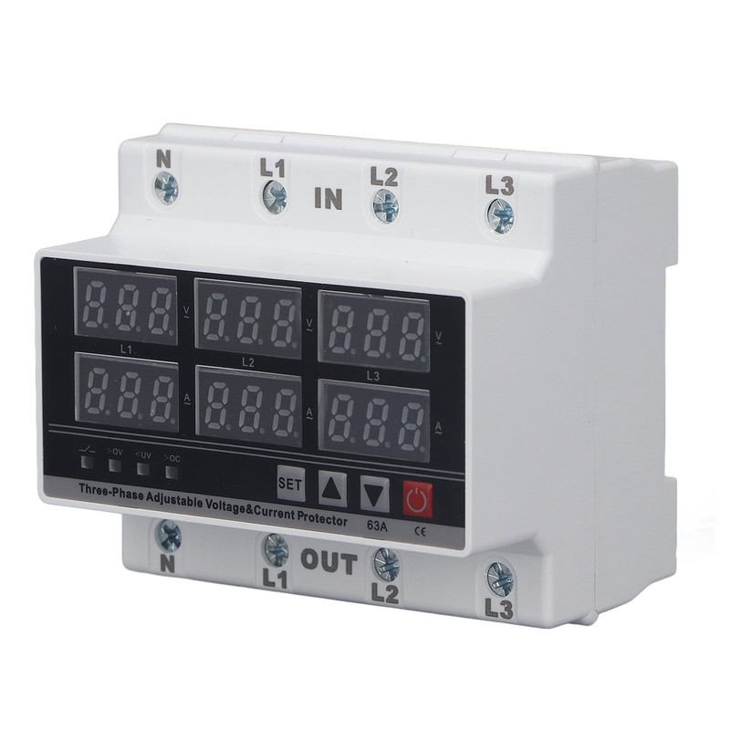 Under Over Voltage Protector 63A 3 Phase 4 Wire Adjustable