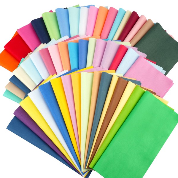 Solid Colour Fabrics for Sewing, Pack of 50 20 x