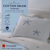 Home Classics White Embroidery Quilted Standard Sham Blue Starfish 100%