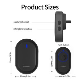 Wireless Doorbell,Plug in Doorbell Wireless Cordless at Range of 500ft with 40 Doorbell Chimes,5Levels Volume Adjust&LED Indicator,Doorbell Easily Install at Home & Apartment,Villas,Office,Hotel,Black