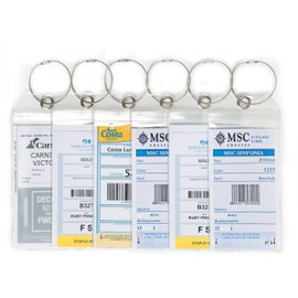 HOPEVILLE Cruise Luggage Tags Pack of 6 Heavy Duty Waterproof PVC Luggage Tags with Clip Lock and High Quality Screwable Metal Strap, transparent