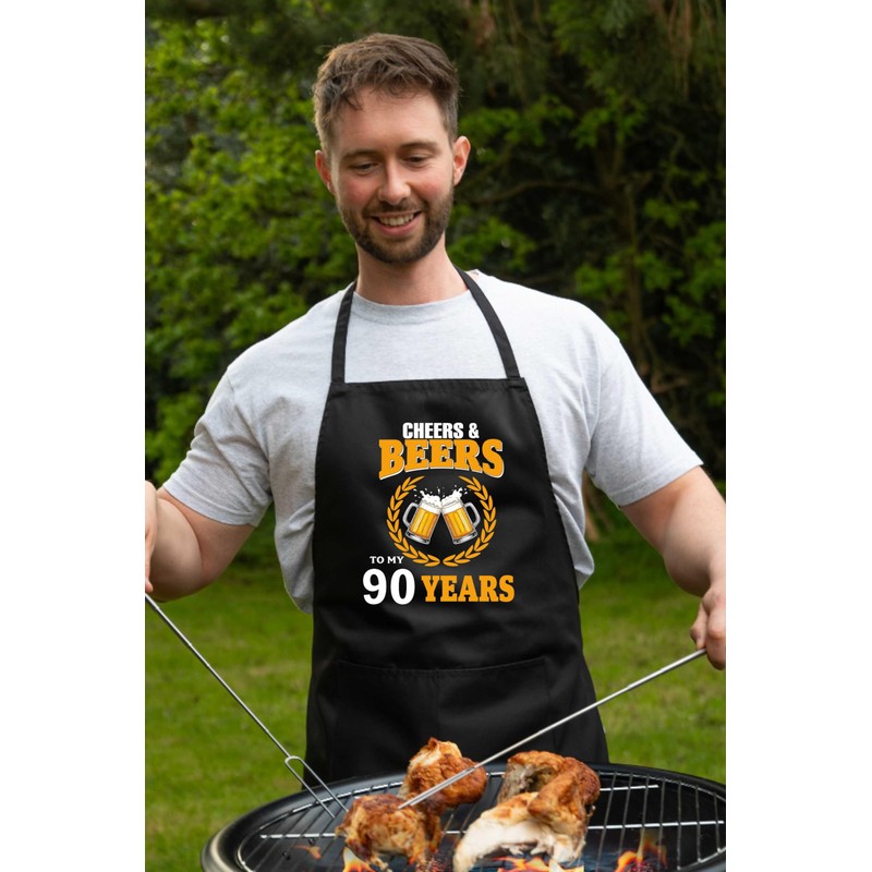 Prnt4U Cheers & Beers 90th Birthday Apron 90 Year Old