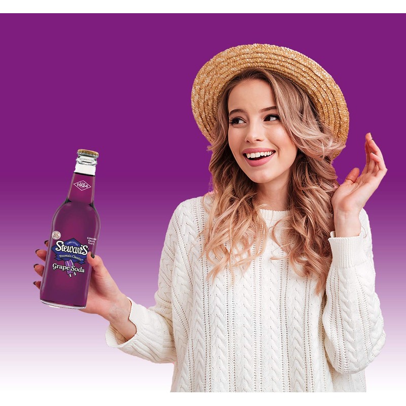 Stewart's Grape Soda, 12 fl oz (24 Glass Bottles)