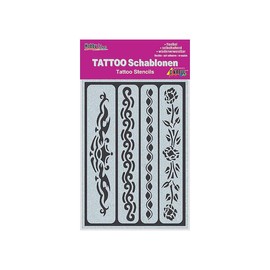 Kreul 62140 - Tattoo Schablone Bänder, 4 Stück, Größe 14,8x10,4 cm, wiederverwendbar, Tribal Look, Mottoparty, Karneval