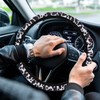 GRIRIW 1Set Cow Pattern Steering Wheel Cover Coaster Easy to