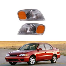 waltyotur 1 Pair Front Left + Right Parking Turn Signal Lights Corner Lamp DRL Turn Signal Lights Kit Replacement for Corolla 1998 1999 2000 81510-02040 81520-02040