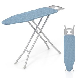 COSTWAY Ironing Board Full Size, 57” x 15” Foldable Iron Stand w/ 7-Level Height Adjustable, Heat-Resistant Ironing Cover, Heavy-Duty Metal Frame, Compact Iron Table for Home, Laundry Room (Blue)