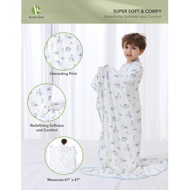 BambooBud Baby Swaddle Blankets and Hats Set Boys & Girls Newborn Receiving Blanket and Hat Viscose from Bamboo, Little Dinosaur