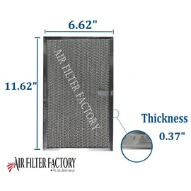 Air Filter Factory Replacement For S97007893, 97007893, 1172281, 97005681, 99010127, 99010159, S97005681, S99010127, S99010159, 6.62 x 11.62 x 0.37 Inches Range Hood Aluminum Grease Filter 2-Pack