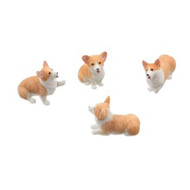 GUEDKIKL 4Pcs Mini Resin Corgi Figurines Cute Animal Sculpture Ornament Corgi Dog Statues Desktop Decoration for Home Office Car Interior Decor