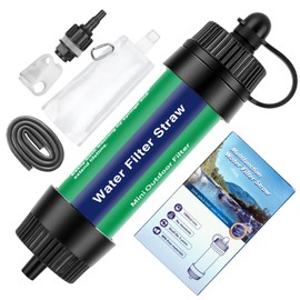 TEUEN Mini Water Purification 8000L Survival Water Purifier Outdoor Water Filtration System 0.01 Micron Emergency Gear Personal Water Filter Straw Set for Camping Hiking Trekking Travelling