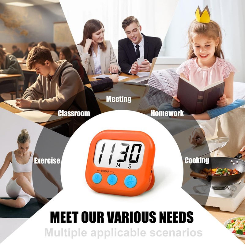 2 Pack Digital Kitchen Timer for Cooking Big Digits Loud