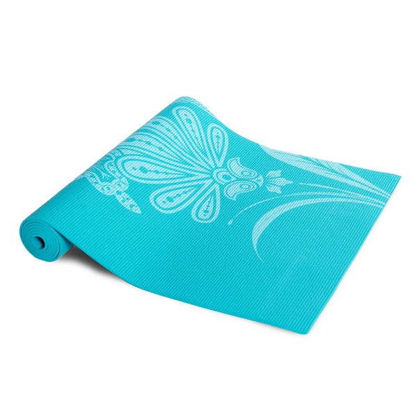Tone Fitness Yoga Mat with Floral Pattern, Teal , 24 inches x 68 inches