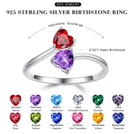 Iefil Mothers Day Gifts for Wife, Birthstone Rings for Women, Birthday Gifts for Women, April May Birthstone Rings, Diamond & Emerald Jewelry, Diamond Rings for Women, Birthstone Rings for Women