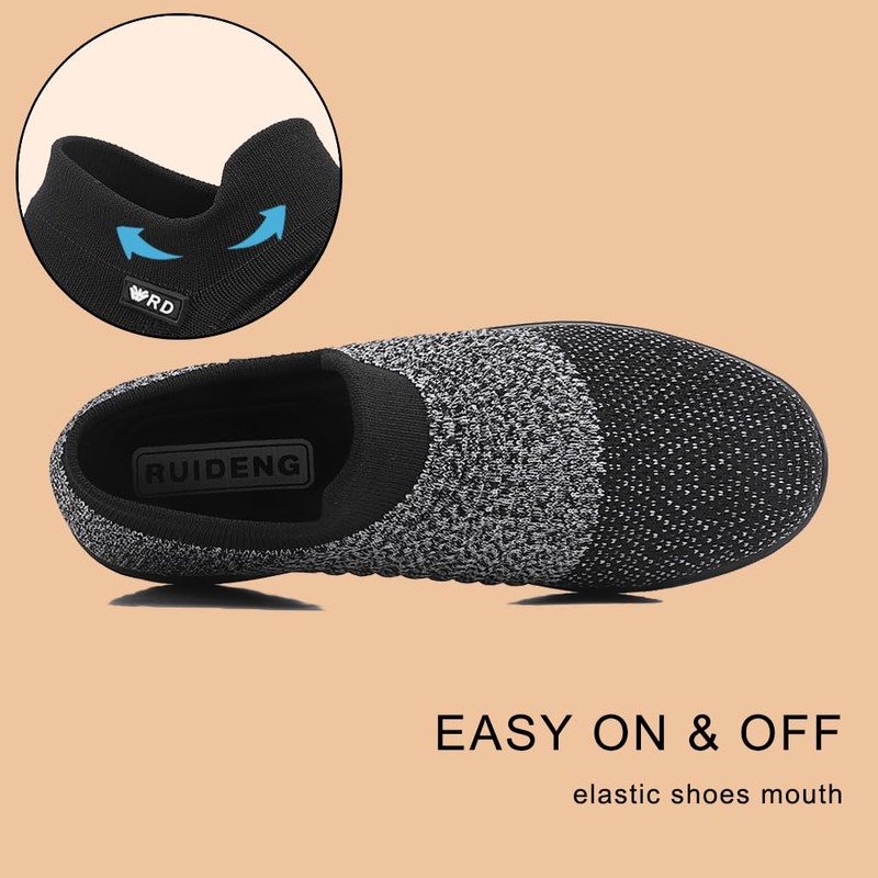 Oude Pull On Ladies Walking Sneakers On Cloud | Black