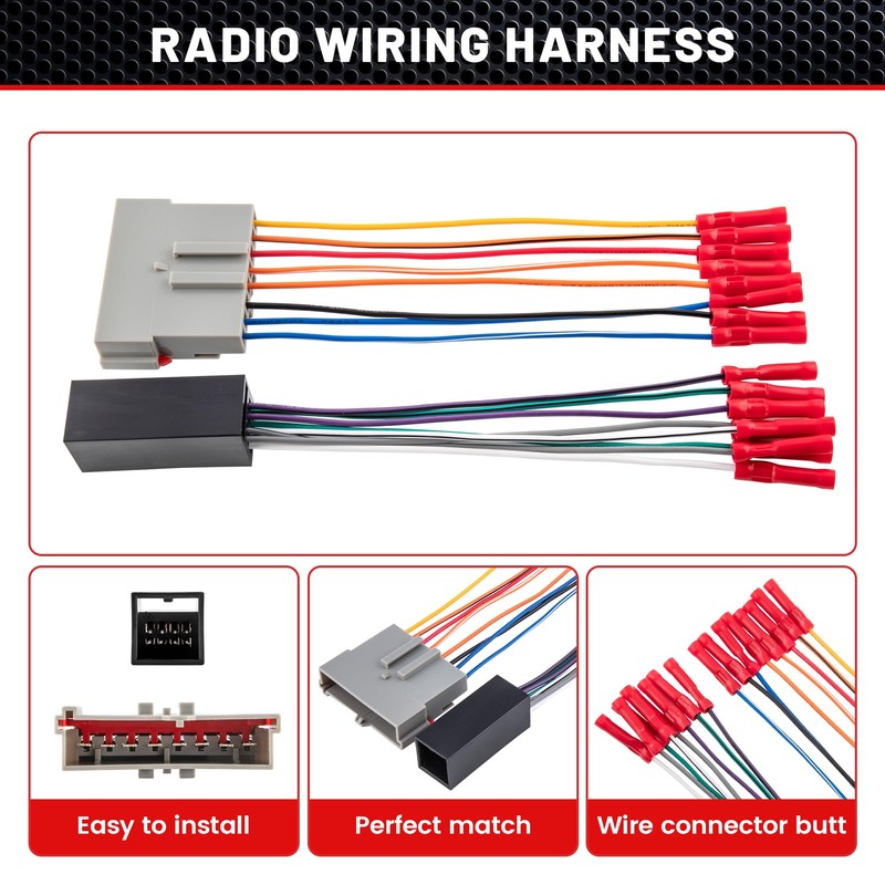 RED WOLF Stereo Harness w/Wire Connector Butt Amplifier Integration Fit