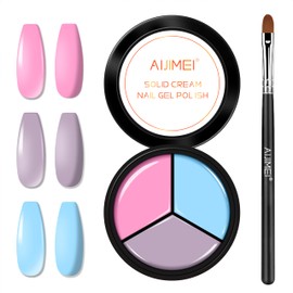 AIJIMEI 3in1 Solid Nail Polish Nail Polish Cream Solid Gel Polish Nail Painting Gel Soak Off Gel Solid Cream Gel Polish Nail Polish Cream Gel Solid Gel Nail Polish Polish Solid Glue for Salon(A19)