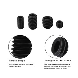Tunejoy Pack of 300 Grub Screws Assortment Hexagon Socket Screws Grub Screws M2.5 M3 M4 M5 M6 M8 Hex Screws Carbon Steel with Allen Key Black