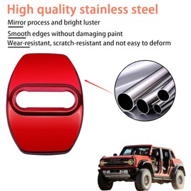 YJMOTOR Fit Bronco Sport 2021 2022 2023 2024 Lock Latchs Cover Stainless Steel Door Arm Protection Cover Trim Interior Accessories for Ford Bronco 2 and 4 Door Type Decoration(Red-6p)