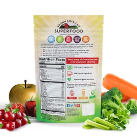 Grown American Superfood Ultra Vita-Immune Blend - 31 Organic Whole Fruits and Vegetables Concentrated Green Powder Increase Energy and Performance - 100% Vegan Non-GMO (14 Servings, 1 Bag)