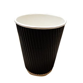 Pack of 50 - 12oz (340ml) Black Triple Wall Ripple Paper Coffee Cups