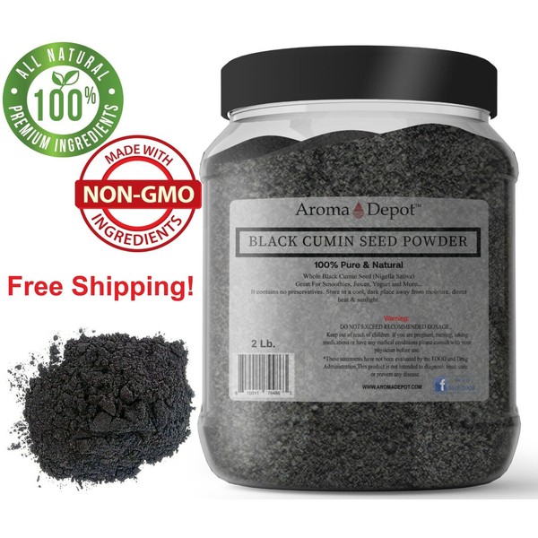 2lb GROUND Black Cumin Seed Powder Raw Nigella Sativa Comino Negro JAR