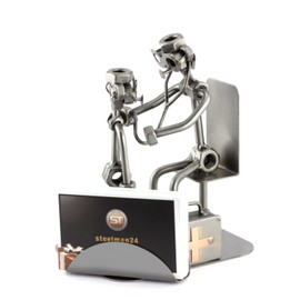 Steelman24 I Nuts and bolts sculpture Pediatrician With Business Card Holder With Personal Engraving I Handmade metal ornaments I