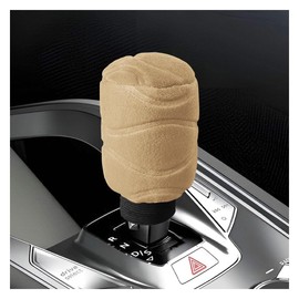 Car Gear Shift Knob Cover, Universal Automotive Gear Lever Handle Protector Cover, Vehicle Stick Shifter Cover Car Interior Decoration Accessories for Most Cars, SUVs, Trucks (Beige)