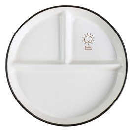 SOCOSY Round Shape Smile Sun Ceramic Divided Plate Dessert Salad Plate Dinner Plate for Portion Control - 8 Inch (1PCS, White)