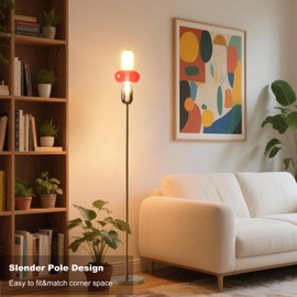 Fiqevs Glass Floor Lamp for Living Room, Modern LED Gold Standing Lamp, 3 Globe Tiffany Color, 2700K Ambiant Warm Lighting Decorative Tall Floor Lamp for Bedroom Office