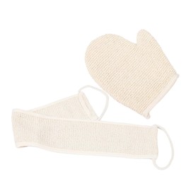 Baluue 1 Set Sisal Exfoliating Gloves for Body Scrubbing and Massage Reusable Shower Mitts for Smooth Skin Ergonomic Design with Back Strap Durable Natural Material for Men and Women